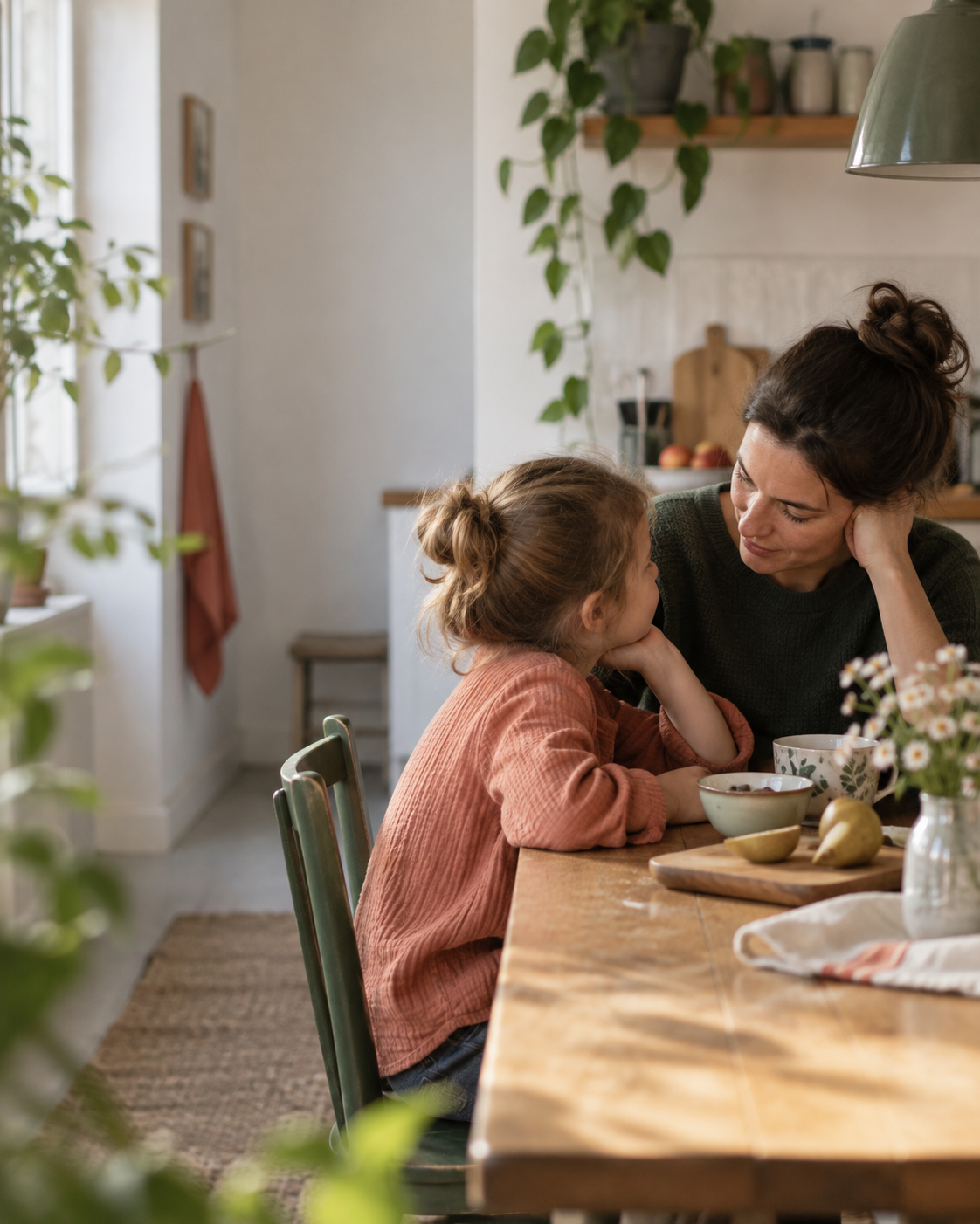 Ein ruhiger Moment zwischen Mutter und Kind